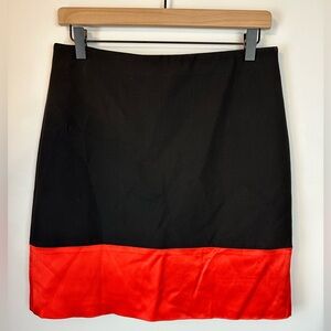 ANN TAYLOR Black & Orange Satin Colorblock Mini Skirt | Size 6